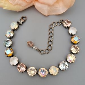 Austrian Crystal Bracelet in Antique Silver